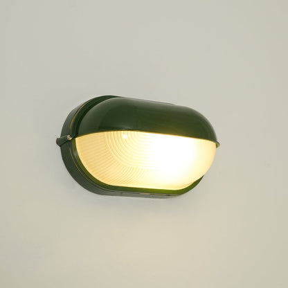 Industrial Outdoor Wall Light with Ribbed Glass Shade – Weatherproof Porch & Patio Sconce for Entryways, Doorways & Garden Lighting