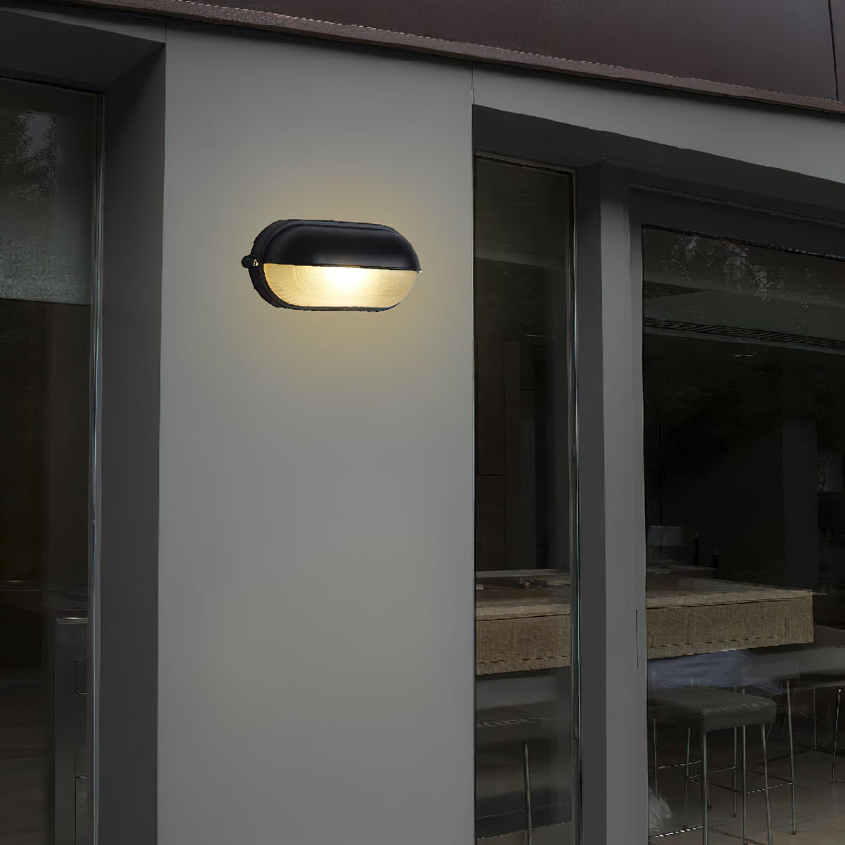 Industrial Outdoor Wall Light with Ribbed Glass Shade – Weatherproof Porch & Patio Sconce for Entryways, Doorways & Garden Lighting
