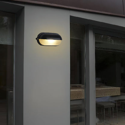 Industrial Outdoor Wall Light with Ribbed Glass Shade – Weatherproof Porch & Patio Sconce for Entryways, Doorways & Garden Lighting