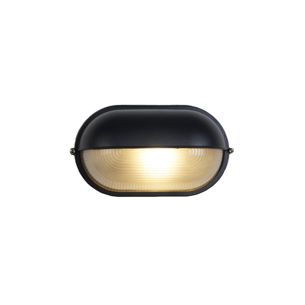 Industrial Outdoor Wall Light with Ribbed Glass Shade – Weatherproof Porch & Patio Sconce for Entryways, Doorways & Garden Lighting