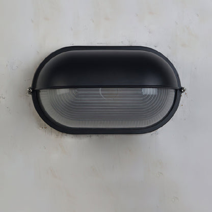 Industrial Outdoor Wall Light with Ribbed Glass Shade – Weatherproof Porch & Patio Sconce for Entryways, Doorways & Garden Lighting