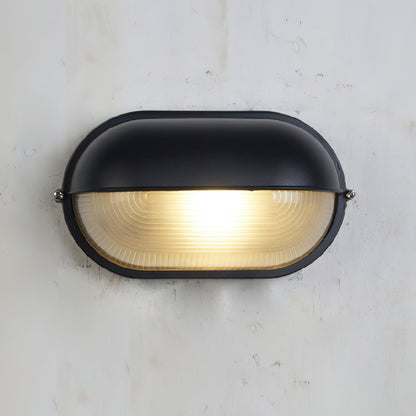 Industrial Outdoor Wall Light with Ribbed Glass Shade – Weatherproof Porch & Patio Sconce for Entryways, Doorways & Garden Lighting
