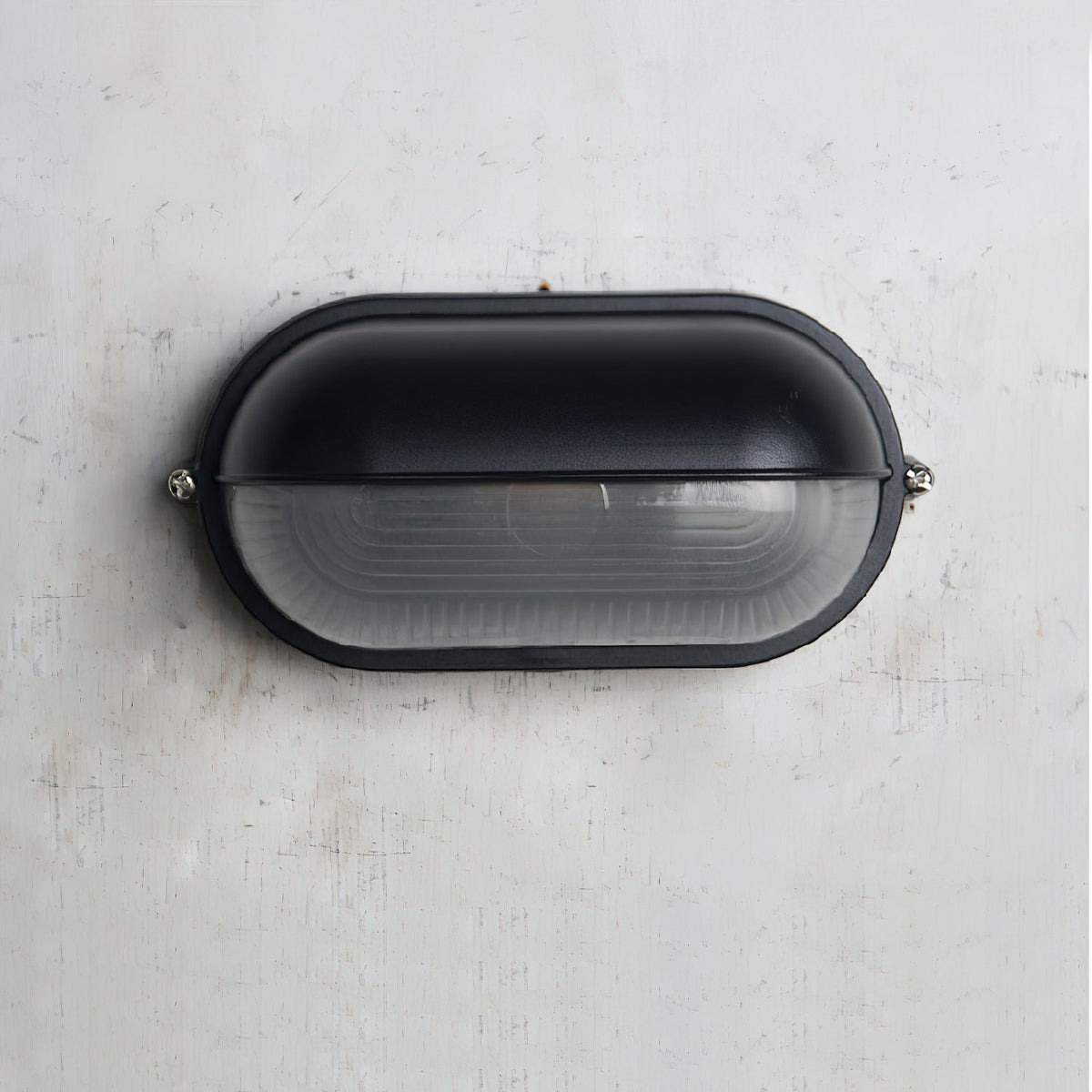 Industrial Outdoor Wall Light with Ribbed Glass Shade – Weatherproof Porch & Patio Sconce for Entryways, Doorways & Garden Lighting