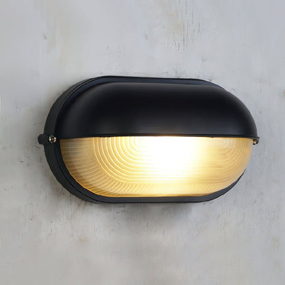 Industrial Outdoor Wall Light with Ribbed Glass Shade – Weatherproof Porch & Patio Sconce for Entryways, Doorways & Garden Lighting