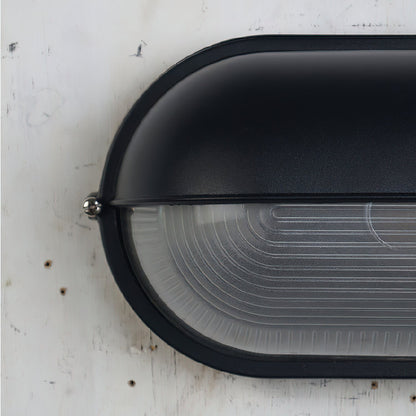 Industrial Outdoor Wall Light with Ribbed Glass Shade – Weatherproof Porch & Patio Sconce for Entryways, Doorways & Garden Lighting