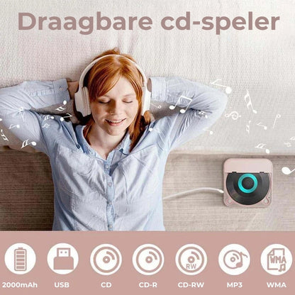 Portable CD Player with Bluetooth 5.3 Wireless Connectivity, USB-C Charging, Compact Lightweight Music Player for Headphones and Speakers, S