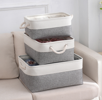 NeatNest Storage Basket - Durable Cotton Linen, Foldable Design