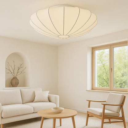 Hanging Pendant Light with Soft Fiber Shade 16–31 in Diameter 3000K Ambient Glow for Bedrooms Dining Areas Modern Overhead Fixture Flush Mou
