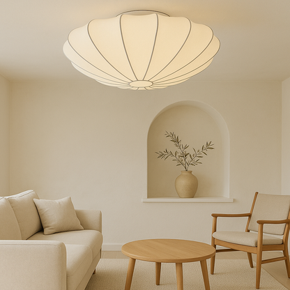 Hanging Pendant Light with Soft Fiber Shade 16–31 in Diameter 3000K Ambient Glow for Bedrooms Dining Areas Modern Overhead Fixture Flush Mou