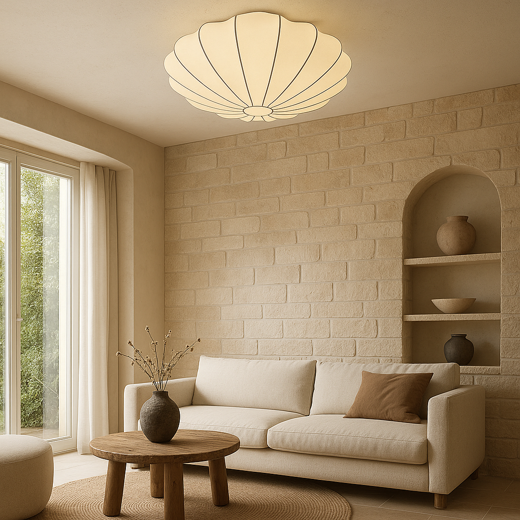 Hanging Pendant Light with Soft Fiber Shade 16–31 in Diameter 3000K Ambient Glow for Bedrooms Dining Areas Modern Overhead Fixture Flush Mou