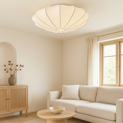Hanging Pendant Light with Soft Fiber Shade 16–31 in Diameter 3000K Ambient Glow for Bedrooms Dining Areas Modern Overhead Fixture Flush Mou