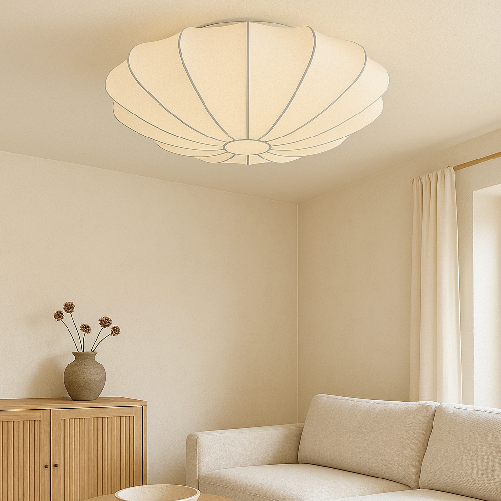 Hanging Pendant Light with Soft Fiber Shade 16–31 in Diameter 3000K Ambient Glow for Bedrooms Dining Areas Modern Overhead Fixture Flush Mou