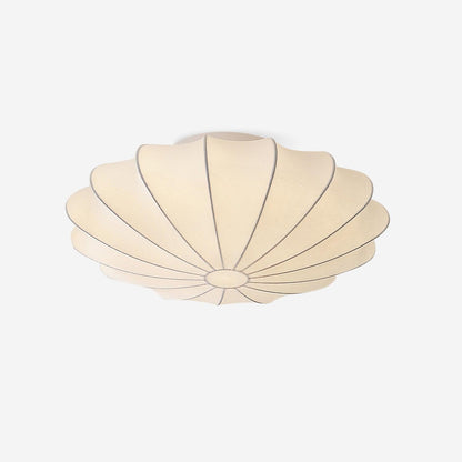 Flush Mount Pendant with Silk Shade White Metal Base for Bedroom Living Room Hallway Soft Glow E26 Socket 40W Compatible Wall or Ceiling Ins