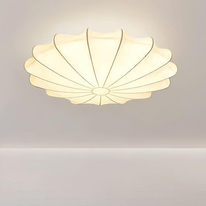 Flush Mount Pendant with Silk Shade White Metal Base for Bedroom Living Room Hallway Soft Glow E26 Socket 40W Compatible Wall or Ceiling Ins