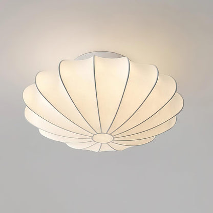 Flush Mount Pendant with Silk Shade White Metal Base for Bedroom Living Room Hallway Soft Glow E26 Socket 40W Compatible Wall or Ceiling Ins