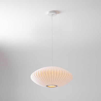 Steel Wire Silk Shade Ceiling Light 20 in White for Kitchen Island Dining Room Modern Pendant Lamp Hanging Fixture Adjustable Cord E26 Base