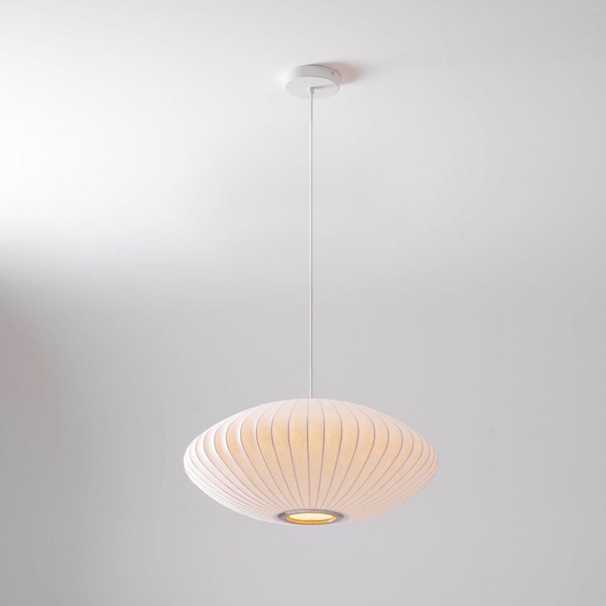 Steel Wire Silk Shade Ceiling Light 20 in White for Kitchen Island Dining Room Modern Pendant Lamp Hanging Fixture Adjustable Cord E26 Base