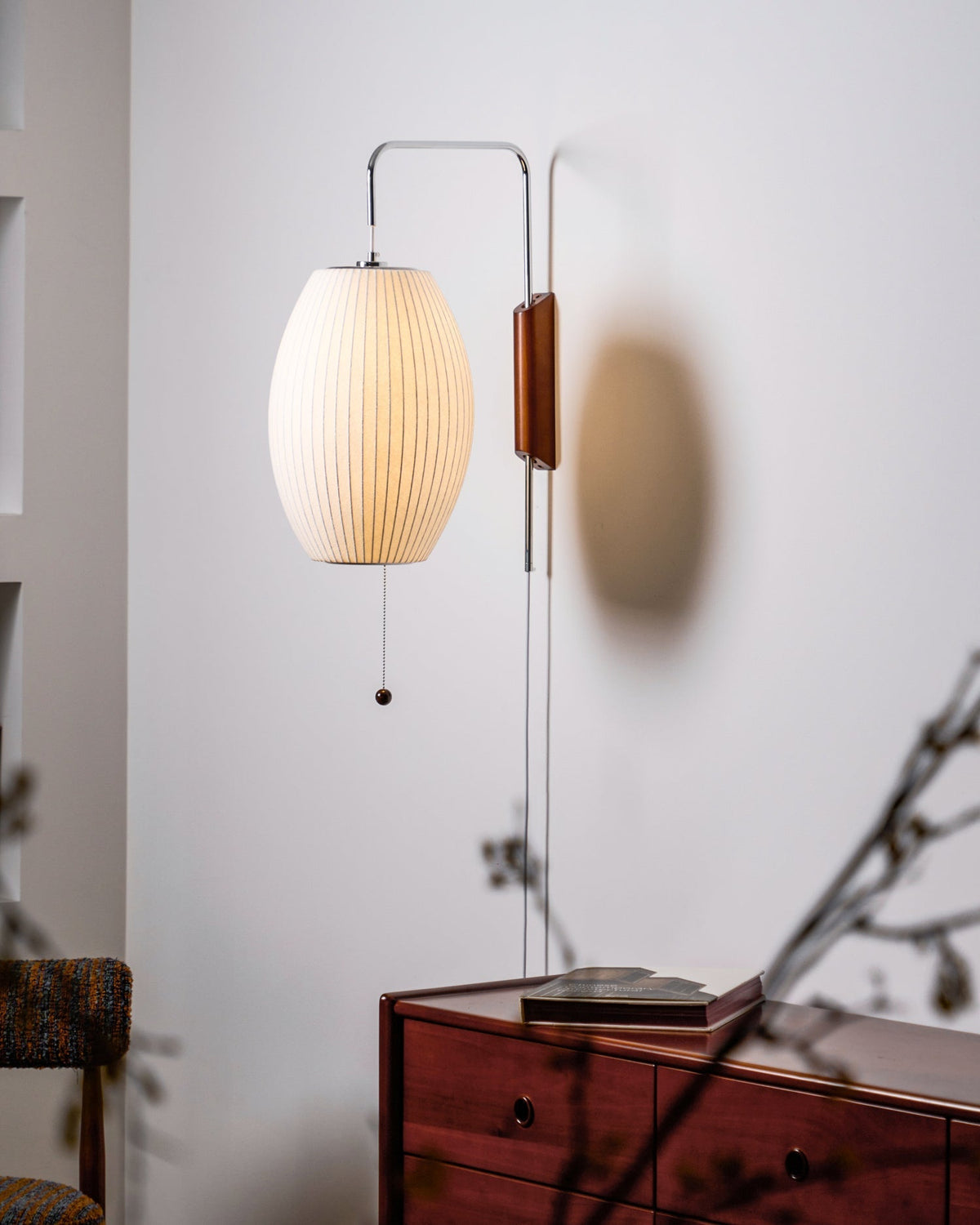 Plug-In Wall Sconce with Swivel Bracket & Frosted Glass Shade – 16 in Height, 59 in Cord – Adjustable Bedroom & Living Room Accent Light for