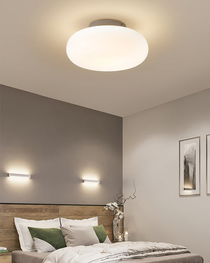 Flush Mount LED Light Fixture White Metal Round 8-Inch for Bedroom Living Room Hallway Office Indoor Low Profile Modern Ceiling Lamp 12W 110