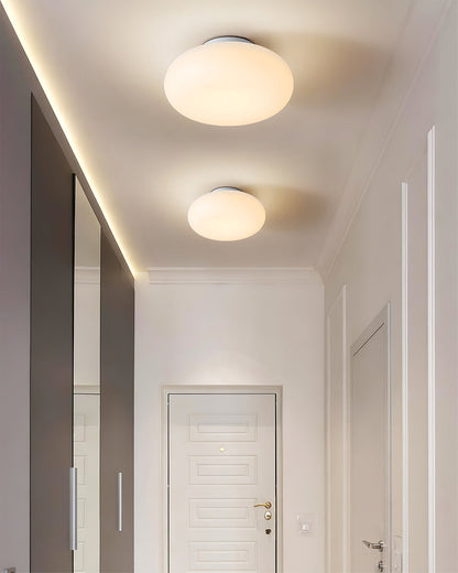 Flush Mount LED Light Fixture White Metal Round 8-Inch for Bedroom Living Room Hallway Office Indoor Low Profile Modern Ceiling Lamp 12W 110