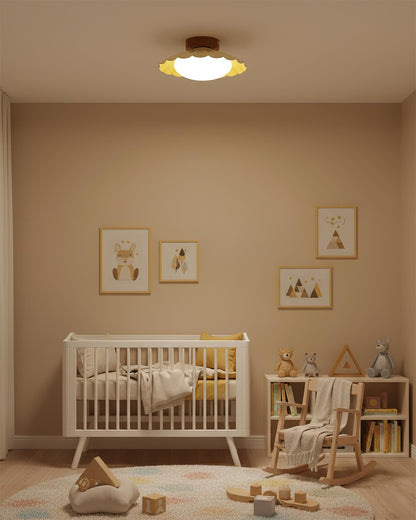 Flush Mount LED Ceiling Light 9.8 in Metal & Polymer Scalloped Fixture Warm White 3000K Bedroom Living Room Hallway Wall or Ceiling Damp Rat