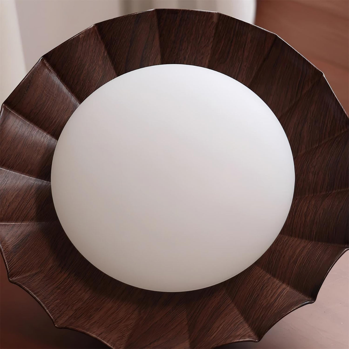 Flush Mount LED Ceiling Light 10 in Scalloped Shade for Bedroom Living Room Ambient Glow Metal Fixture Indoor Low Profile Modern Lighting