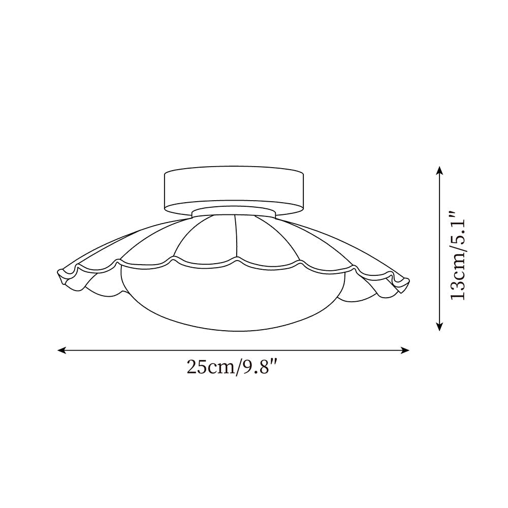 Flush Mount LED Ceiling Light 10 in Scalloped Shade for Bedroom Living Room Ambient Glow Metal Fixture Indoor Low Profile Modern Lighting