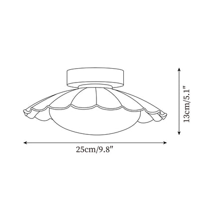 Flush Mount LED Ceiling Light 10 in Scalloped Shade for Bedroom Living Room Ambient Glow Metal Fixture Indoor Low Profile Modern Lighting