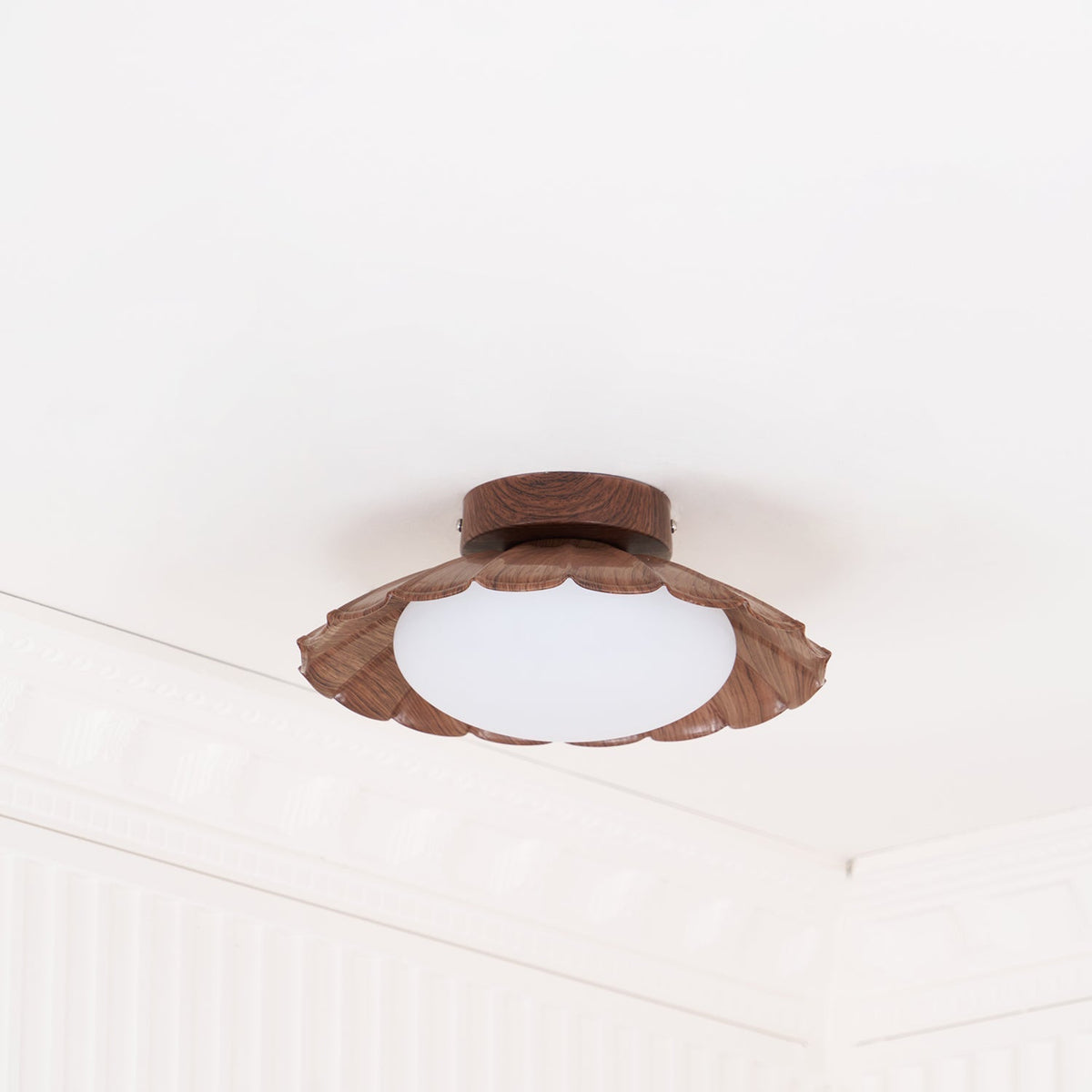 Flush Mount LED Ceiling Light 10 in Scalloped Shade for Bedroom Living Room Ambient Glow Metal Fixture Indoor Low Profile Modern Lighting