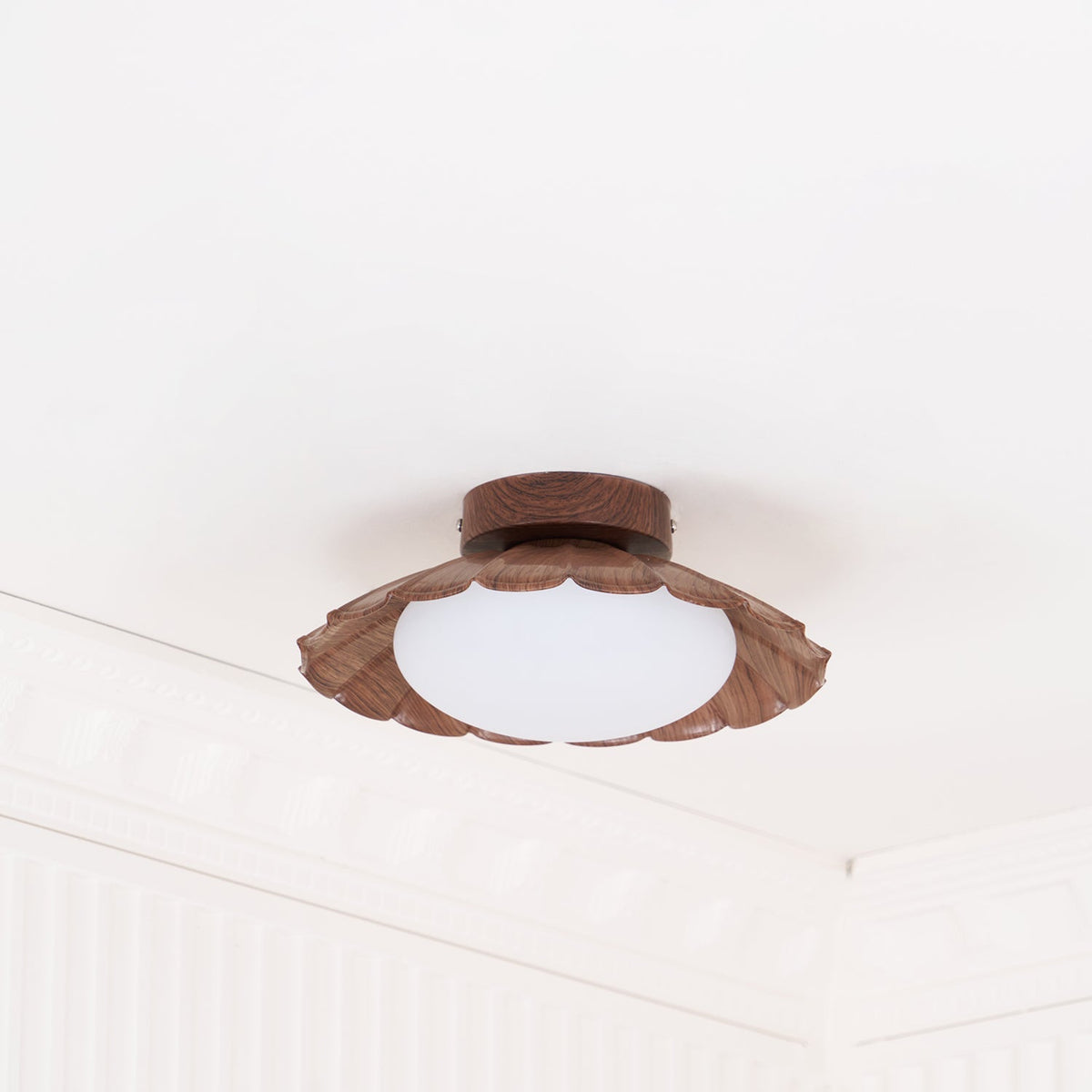 Flush Mount LED Ceiling Light 9.8 in Metal & Polymer Scalloped Fixture Warm White 3000K Bedroom Living Room Hallway Wall or Ceiling Damp Rat