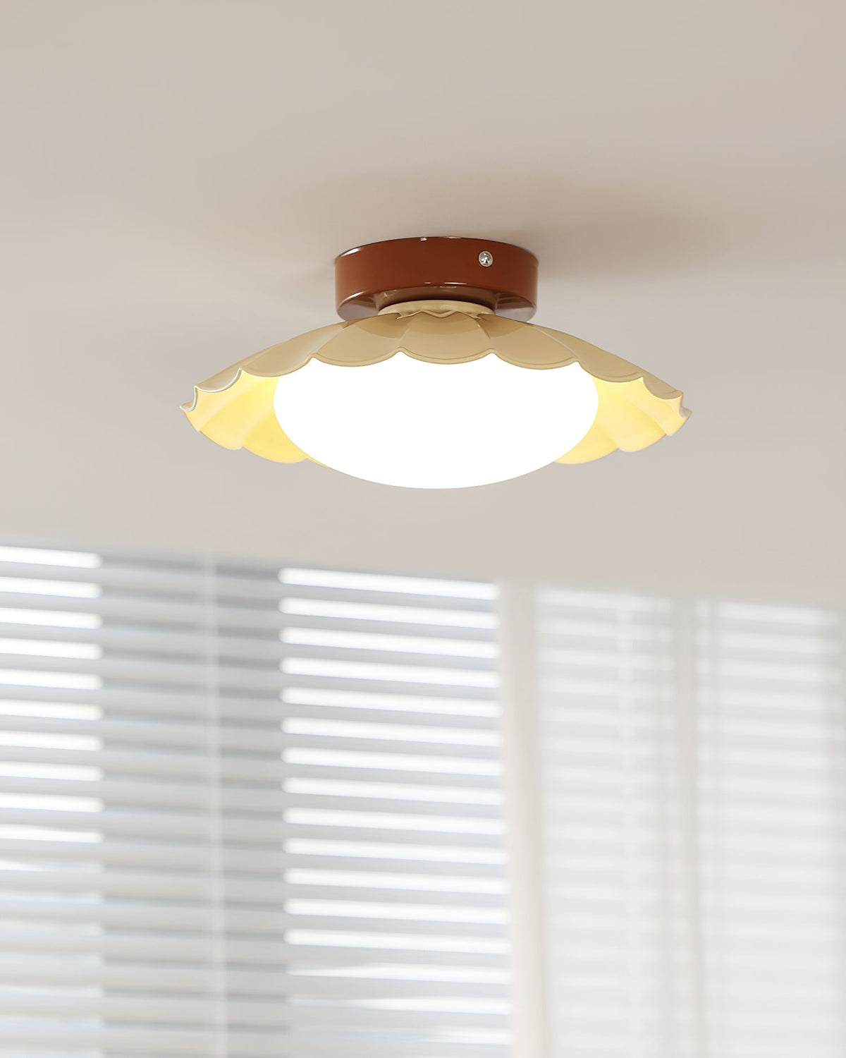 Flush Mount LED Ceiling Light 9.8 in Metal & Polymer Scalloped Fixture Warm White 3000K Bedroom Living Room Hallway Wall or Ceiling Damp Rat