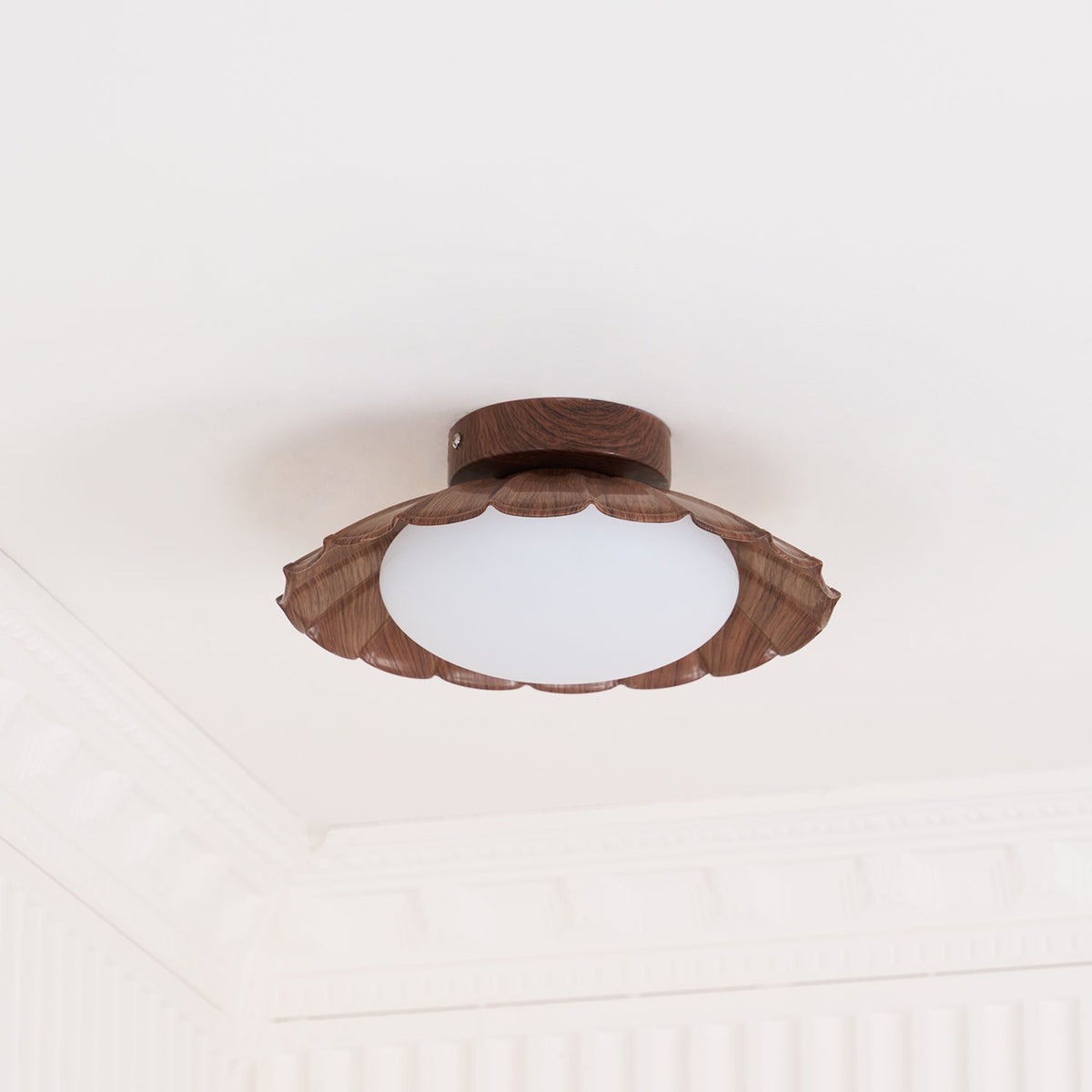Flush Mount LED Ceiling Light 10 in Scalloped Shade for Bedroom Living Room Ambient Glow Metal Fixture Indoor Low Profile Modern Lighting