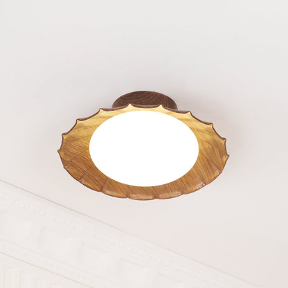 Flush Mount LED Ceiling Light 10 in Scalloped Shade for Bedroom Living Room Ambient Glow Metal Fixture Indoor Low Profile Modern Lighting