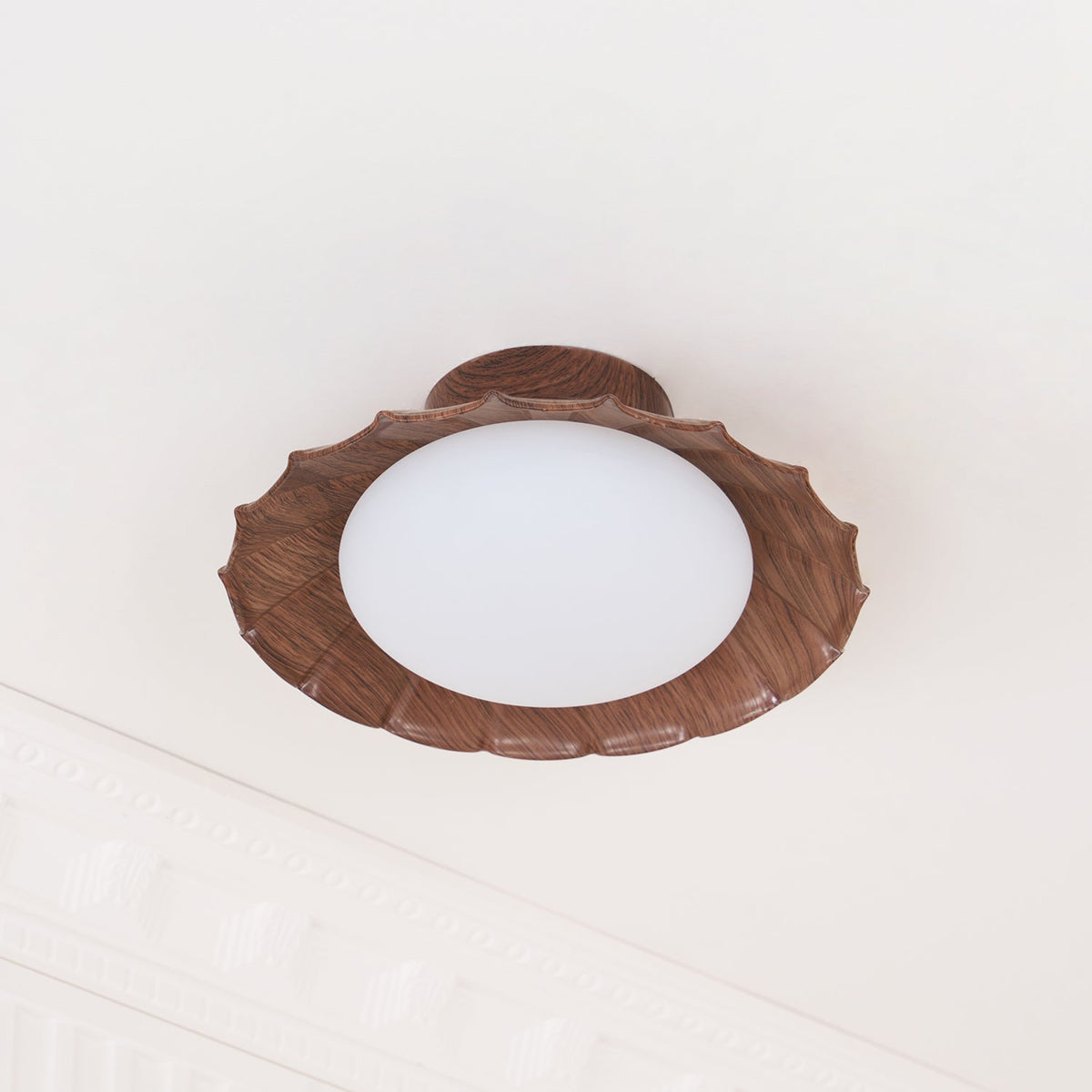 Flush Mount LED Ceiling Light 10 in Scalloped Shade for Bedroom Living Room Ambient Glow Metal Fixture Indoor Low Profile Modern Lighting