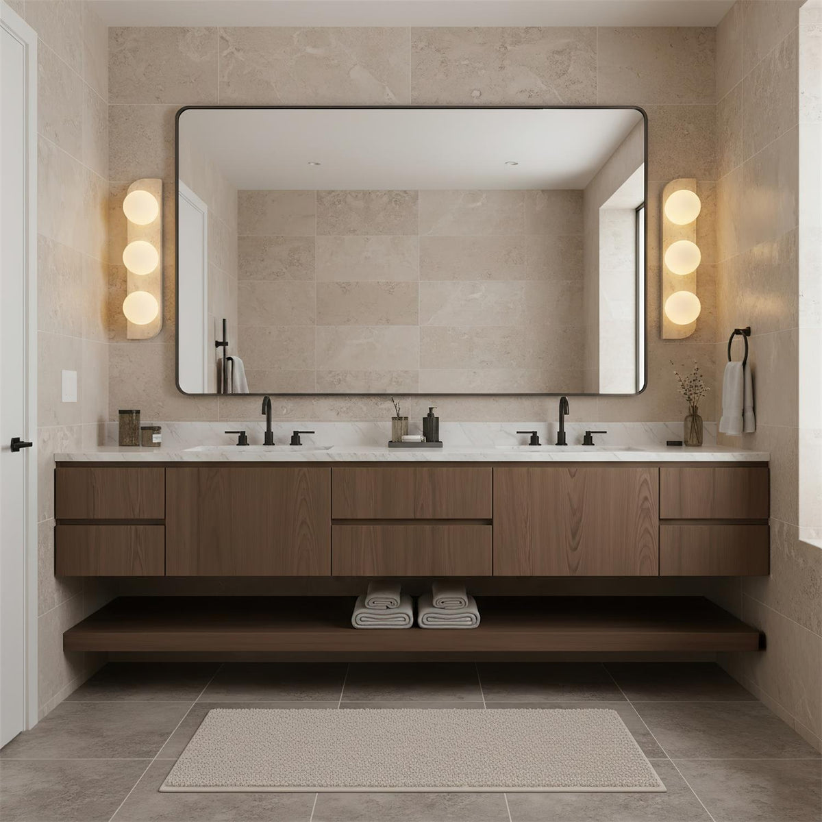 Natural Stone Sconce with G9 Socket – Textured Travertine Accent Fixture for Powder Rooms, Corridors & Bedrooms – 7W LED Compatible – Single