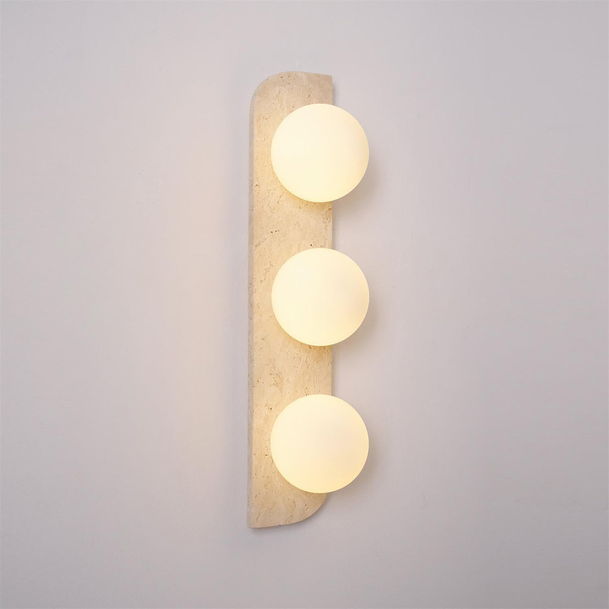 Natural Stone Sconce with Glass Globe G9 Socket Beige Neutral Ambient Light for Entryway Bathroom Bedroom Modern Minimalist Home Décor