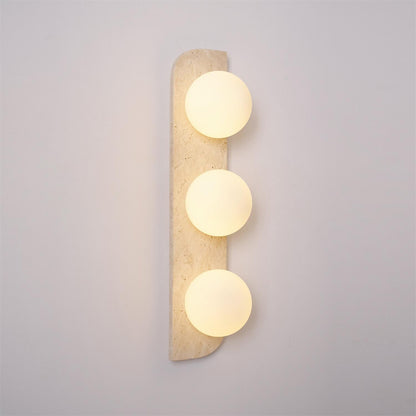 Natural Stone Sconce with Glass Globe G9 Socket Beige Neutral Ambient Light for Entryway Bathroom Bedroom Modern Minimalist Home Décor