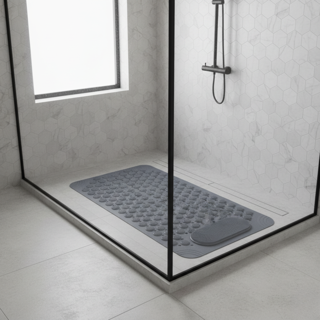 Nerix Shower Mat Non-Slip - Durable PE with Scrub Surface and Suction Cups