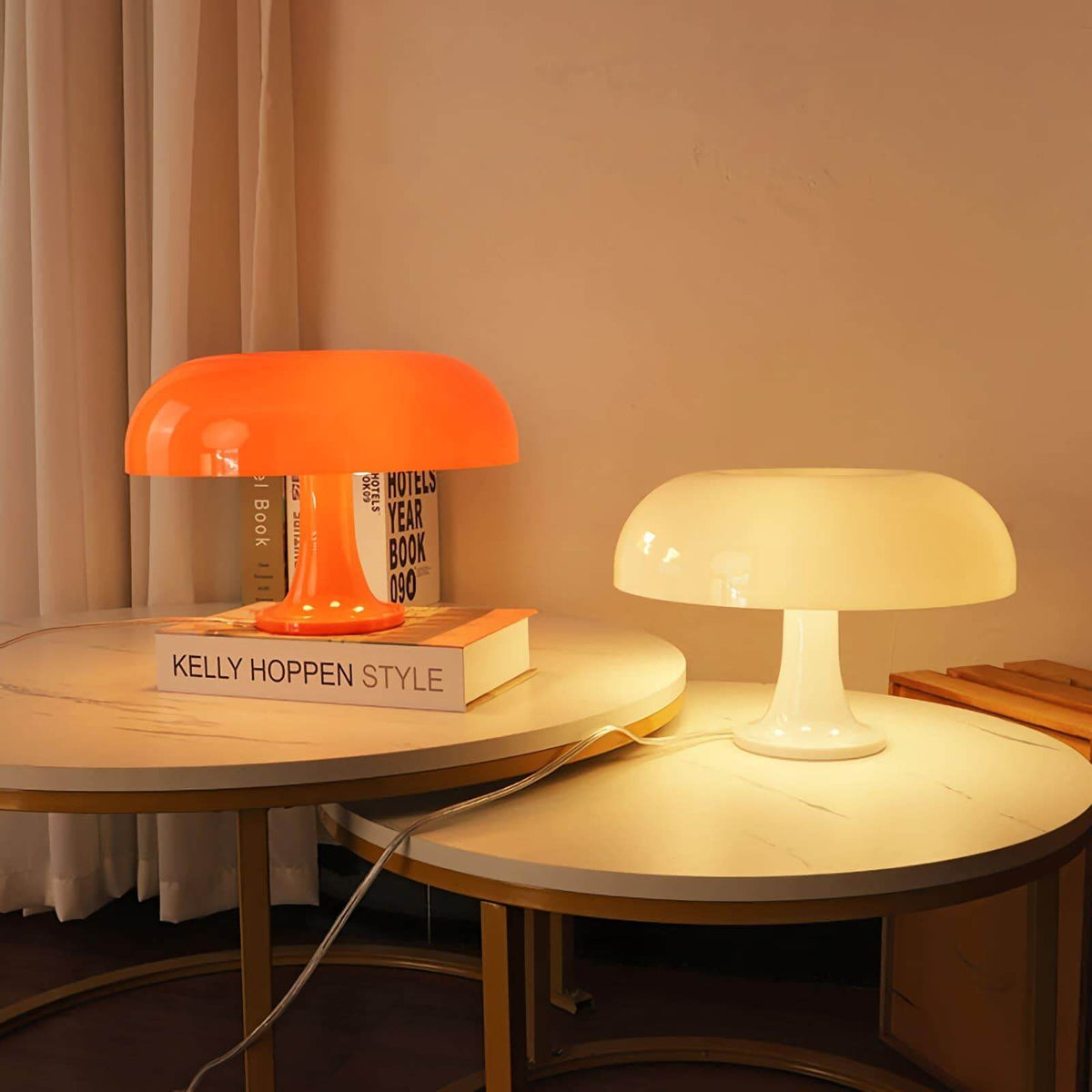 Mushroom Desk Lamp with Curved Metal Shade for Bedroom Nightstand Office Reading Study Ambient Lighting E14 Socket 40W Max 12.6 in Tall Mode