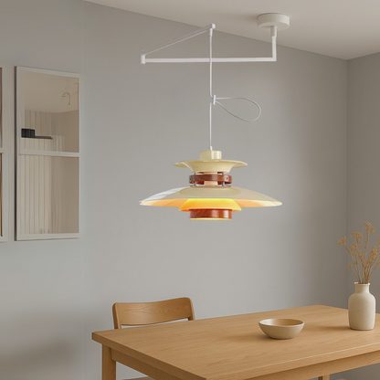 Hanging Ceiling Fixture with Wood and Metal Shade 20-Inch Diameter Adjustable Height for Kitchen Island Dining Room Living Space Modern Farm