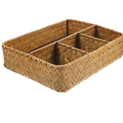 Nexa Wicker Storage Basket - Handwoven Natural, Multi-Compartment Organizer