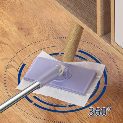 Flat Mop with 360° Swivel Head Push-Button Cloth Release for Tile Laminate Vinyl Parquet Home Kitchen Bathroom Hallway Quick Clean Lightweig