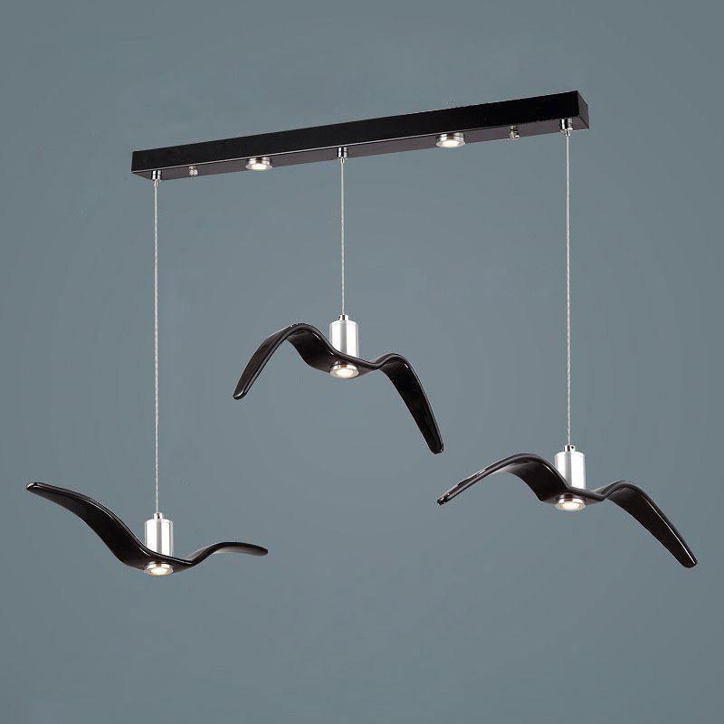 Sculptural Bird Ceiling Fixture with Adjustable Height LED Hardwired Suspension for Kitchen Islands Dining Tables Living Spaces in White or