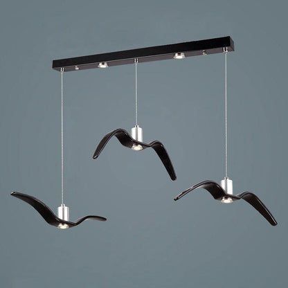 Sculptural Bird Ceiling Fixture with Adjustable Height LED Hardwired Suspension for Kitchen Islands Dining Tables Living Spaces in White or