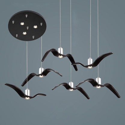 Sculptural Bird Ceiling Fixture with Adjustable Height LED Hardwired Suspension for Kitchen Islands Dining Tables Living Spaces in White or