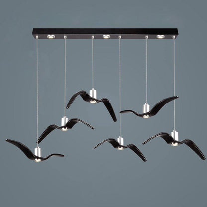 Sculptural Bird Ceiling Fixture with Adjustable Height LED Hardwired Suspension for Kitchen Islands Dining Tables Living Spaces in White or