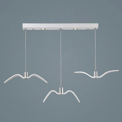 Sculptural Bird Ceiling Fixture with Adjustable Height LED Hardwired Suspension for Kitchen Islands Dining Tables Living Spaces in White or