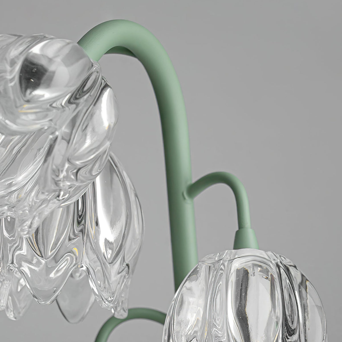 Floral Glass Shade Accent Lamp 7 Inch Green Stem Bedroom Nightstand Light Living Room Decorative Lighting Home Decor Indoor Small Bulb