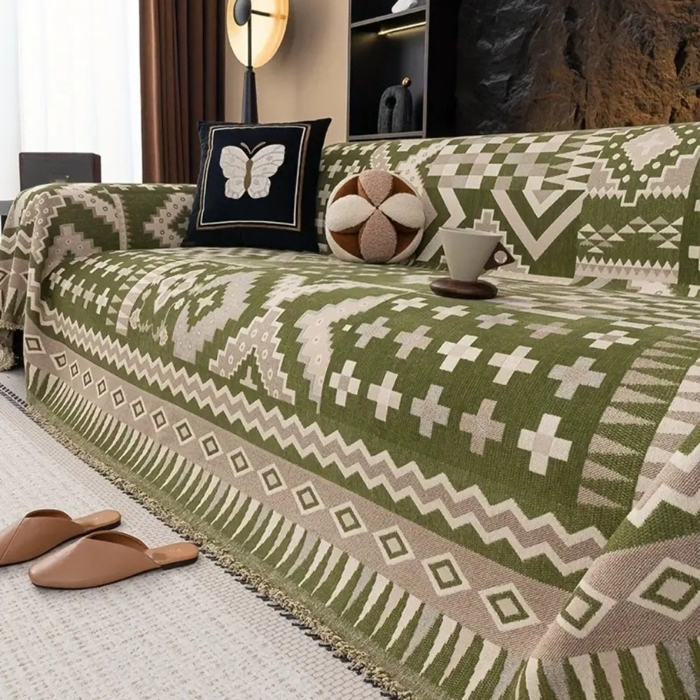 Noble Charm Sofa Cover - Soft Chenille, Ethnic Patterns