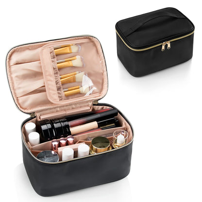 Nora Luxe | Makeup Organizer Bag with Adjustable Dividers | Travel-Friendly Design for On-the-Go Beauty